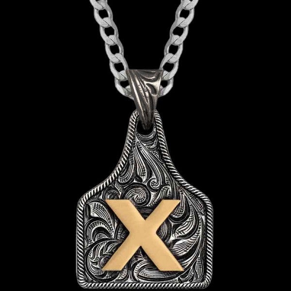 Medium Initial Cow Tag Necklace 